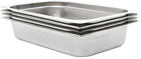 LoogCape Gastronormbehållare uppsättning om 4 GN 1/1 100 mm rostfritt stål stapelbar för professionellt kök, catering, buffé, evenemang, hålla sig varm, servering, rechaud, Bain Marie, chafing Dish