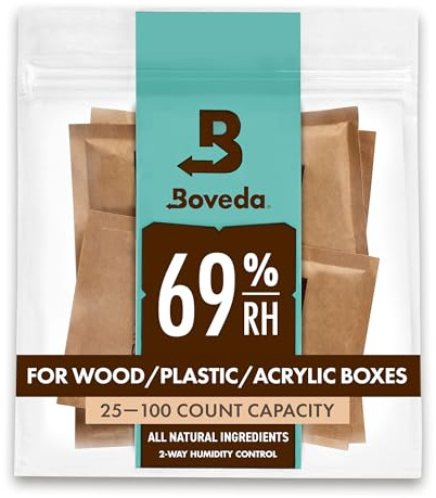 Boveda 69% Two-Way Humidity Control Packs For Plastic, Wood Containers, & Zip Lock Bags – Size 60 – 4 Pack – Moisture Absorbers – Humidifier Packs – Hydration Packets in Resealable Bag