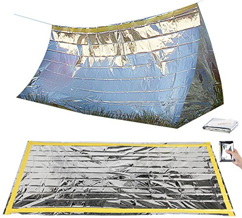 Semptec Urban Survival Technology Notzelt: Survival-Set mit Notfall-Zelt und Folien-Schlafsack (Notzelt Wandern, Notfallzelt Wandern, Folie)