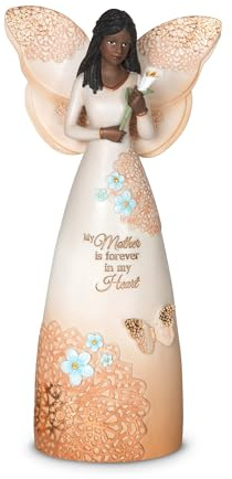 Pavilion Gift Company 19100 Mother is Forever in My Heart Ebony Angel Figurine, 9-Inch, Beige