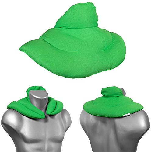 Saco cervical térmico con cuello. Verde claro. Almohada térmica con semillas de colza. Cojín de nuca. Cojín de calor y frio con semillas