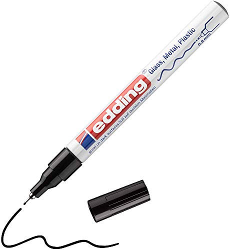 edding 780 Marqueur peinture brillante - noir - 1 feutre peinture brillante - pointe extra fine,8 mm - pour dessin, coloriage, scrapbooking - étanche, très opaque