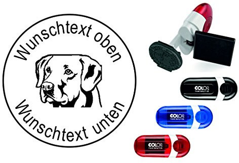 Geocachingstempel Heller Labrador - mit persönlichem Namen Ø 24 mm