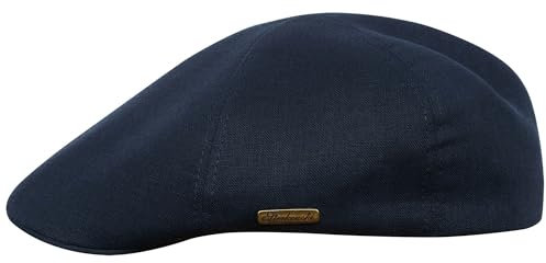 Sterkowski Rusty Duckbill Mütze | 100% Naturleinen Schiebermütze für Herren und Damen | Leichte Sommer Cabrio Flatcap Newsboy Gatsby Golf Cabrio Kappe Vintage Leichte Sonnen Schirm Marineblau 59