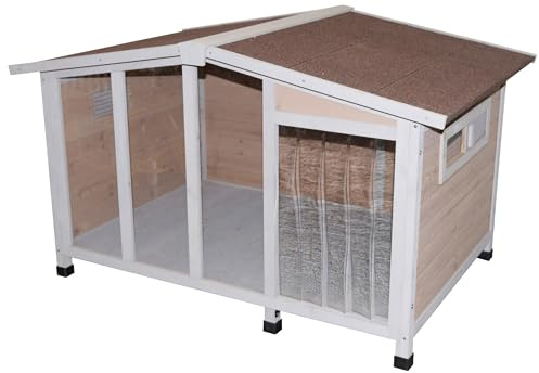 Kerbl Kerbl Hundhus, Djurskydd, 134 x 92 x 82 cm, Plast, Dörr 50 x 33 cm, Justerbara fötter, Väderbeständigt tak, Transparenta lameller, enkel montering