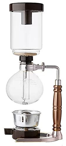 TAMUME 5 Tazas Cafetera Sifón Fabricante Aspiradora Cafetera para la Elaboración de la Cerveza Café y Té con la Manija Extendida(5 tazas)