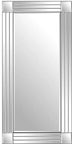 Mirror Large Triple Silver Bevelled Modern All Glass Wall 5Ft8 X 2Ft9 (174cm X 85cm), frameless, YC064-1