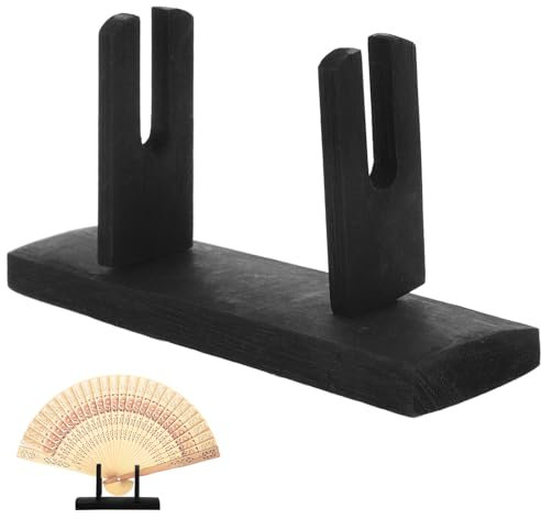 FOMIYES Wooden Japanese Style Fan Rack Stand for Folding Fans - Decorative Display Holder for Home Office Living Room - Compact 4.3X2.4X1.4 Inch Fan Stand
