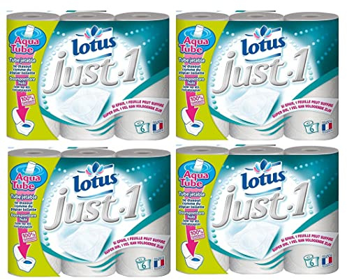 Papier Toilette Lotus Just 1 Blanc 6 rouleaux - lot de 4 - Offre Spéciale