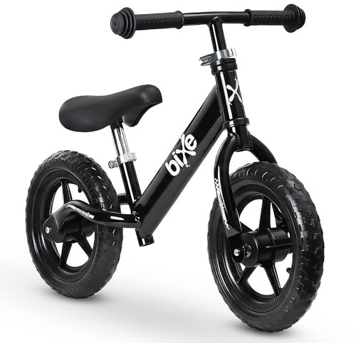 Bixe Balance Bike - 30.5 cm (12) Training Bikes for Kids and Toddlers - 1.8kg (4lbs) Kids' Balance Bike - Children Ages 3, 4, 5 - No Pedal Push Bicycle for Boys or Girls - Black