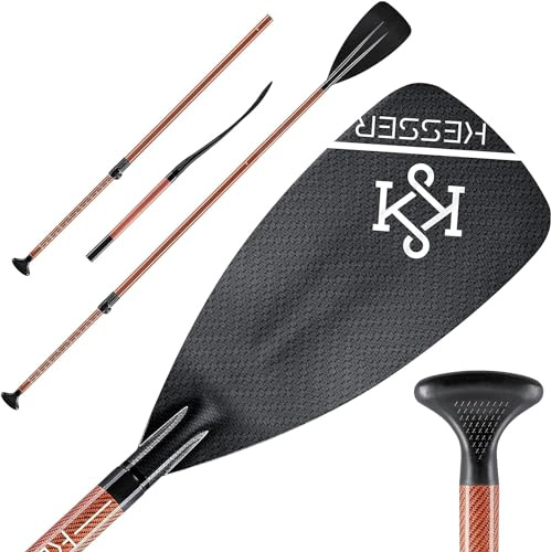 KESSER® Paddel Carbon Professional Speed inkl. Tasche - 3-teilig für SUP Kayak Stand-Up Paddling Board - leicht 700g Stechpaddel Verstellbar Teleskop 165cm-210cm Kajakfahren Surfboard Stecksystem