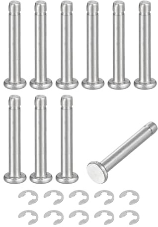 QUARKZMAN 10Set M3x20mm Perno Posizionamento Cilindrico Elastico Albero Acciaio Inossidabile 304, Perno Posizione Cilindro Cerniera Scanalato Testa Piatta con Ring Fissaggio Clip E, Argento