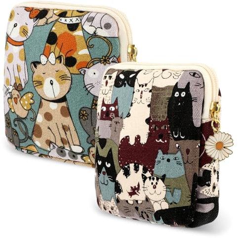 Cobee Tampon Aufbewahrung, 2 Stück Damenbinden Aufbewahrungstasche mit Reißverschluss Niedliche Gänseblümchen Perioden Binden Tasche Slipeinlagen Box Geldbörse für Frauen Teenager