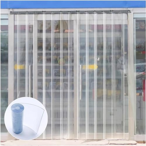 Door Curtain PVC Strip Curtain Fly Protection Curtain Length 180 cm - 300 cm Thickness 1.3 mm - 3.3 mm Transparent Waterproof Windproof Stable Curtain Insect Curtain (Colour: Thickness 1.5 mm, Size: 2
