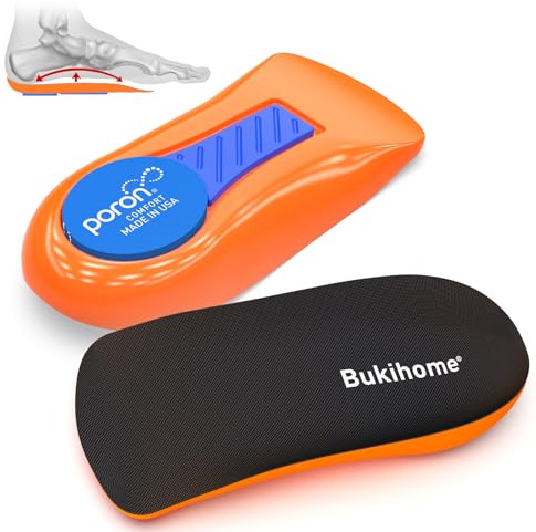 Plantar Fasciitis Heel Cups - Bukihome Arch Support Gel Heel Cushions for Heel Pain Relief, Flat Feet, Achilles Tendonitis, Heel Spur, Heel Support Inserts, UK Size Women 3.5-6.5 & Men 4-7, Small