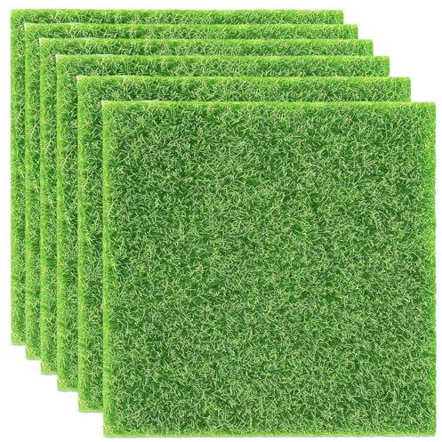 IKOPFLN 6 Pezzi di Erba Artificiale 15x15 cm, Tappeto Decorativo in Miniatura per Giardino, Ornamento Muschio Finto per Decorazioni Fai da Te