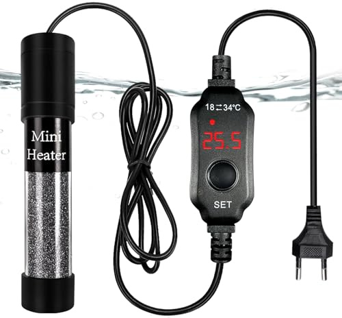 BORDEAG Mini Chauffage D'aquarium, 50W Chauffage Aquarium, Chauffage pour Aquarium, Chauffe-Aquarium avec Affichage Numérique Réchauffeur D'aquarium, Mini Chauffe-Aquarium, pour Mini Aquarium