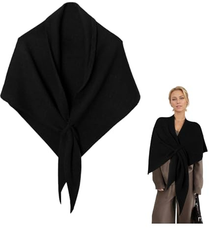 AOMEXAGA Knitted Shawl Wrap for Women Soft Warm Triangle Winter Scarf Cape Poncho Open Front Cozy Pashmina Fall Fashion 2026 (Solid Black)
