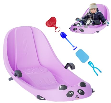 Sleds for Snow | Built-in Backrest Sport Supplies | Toboggan Snow Sled Built-in Brake - for Boys Girls Preschoolers Snowy Hills Park Backyard Playground