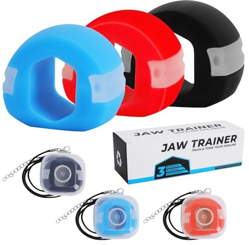 Jawline Trainer 3 stycken käktränare dubbelhaka borttagare Jawliner Jawline tränare och käke träning 3 motstånd för övningar ansiktsmuskler, fitness & sportgåvor män och kvinnor