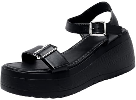 LUNATECH Women's Summer Sandals Platform Womens Sandals Wedge Ladies Vegan Leathe Sandals Outdoor Buckle Sandals For Women Casual