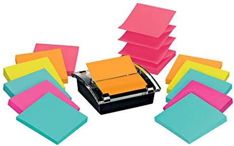 Post-it Sheet Super Sticky Note and Dispenser Value Pack, 3 in x 3 in, 12 Pads, Assorted Colors (DS330-SSVA)