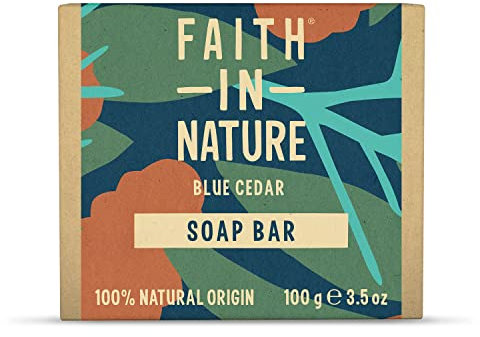 Faith In Nature Natural Blue Cedar Hand Soap Bar, Uplifting, Vegan & Cruelty Free, No SLS or Parabens, 100g