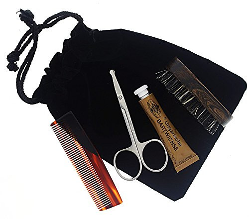 4-teiliges Set Pflege für den Bart, Bartpflege, Bartbürste Bartkamm, Schere, Ungarische Bartwichse, Kosmetex, 4-teilig