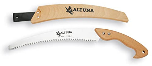 Serrucho de Poda Sawing 29601 - Mango de Madera - Dentado Japonés - Resistente y Muy Ligero - Sierra de Mano para Madera con Hoja Rectificada - Ideal para Uso Forestal - Incluye Funda - Altuna