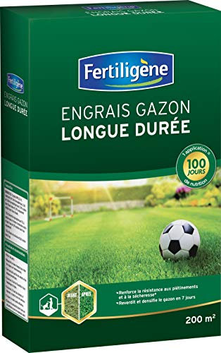 FERTILIGENE AM200N - Engrais Gazon Longue Durée 100 jours 4 kg - Renforce la résistance aux piétinements et à sécheresse - Reverdit en 7 jours - 1 application pour 100 jours de nutrition - Pour 200 m²