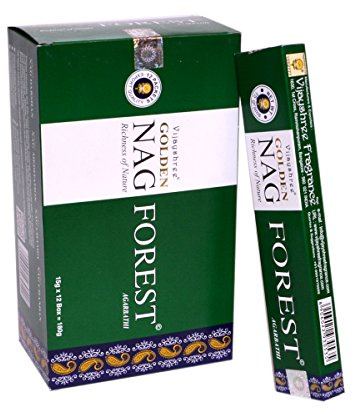 Vijayshree Golden Nag Forest Lot de 6 boîtes/lot de 120 bâtonnets d'encens de qualité supérieure Parfum d'Inde