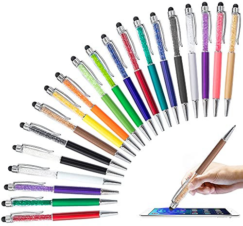 20 St¨¹ck 2 in 1 Stylus Kugelschreiber, HOSTK Crystal Diamond Retractable Screen Touch Pen, kapazitive Bling-Stifte f¨¹r Smartphones, Notiz, Tab, Schreibwaren, B¨¹roschulen (20 stiftblaue Tinte)