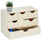 Relaxdays Schubladenbox Holz, HBT: 28 x 40 x 20 cm, Kleinutensilien Aufbewahrung, zum selbst Gestalten, 6 Fächer, natur, 1 Stück