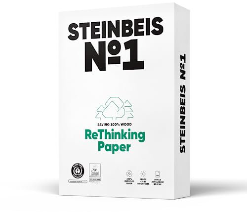 Steinbeis No. 1 Druckerpapier – 2500 (5 x 500) Blatt DIN A3 Recycling-Papier 80 g/m², Weiß & Chlorfrei, hochwertiges Kopierpapier ISO 70 / CIE 55