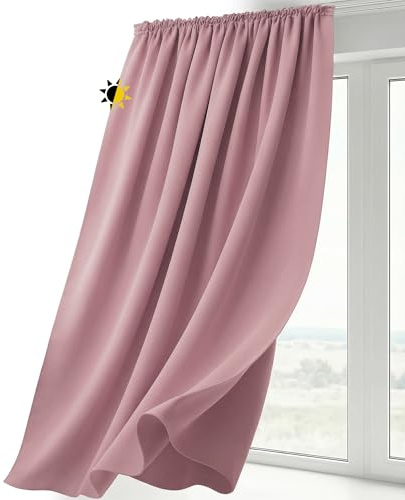 BEAUTEX Verdunkelungsgardine mit Kräuselband U-Band, Blackout Vorhang Blickdicht abdunkelnd, Größe und Farbe wählbar (Breite: 140 cm, Höhe: 225 cm, Altrosa)