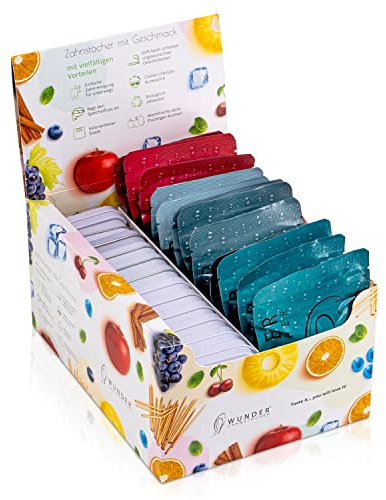 WUNDER TANDSTICKS DISPLAY - MED 4 UPPFRISKNANDE SORTER 'STARTERDISPLAY' - TANDSTICKOR MED SMAK - TASTY TOOTHPICKS (DISPLAY)