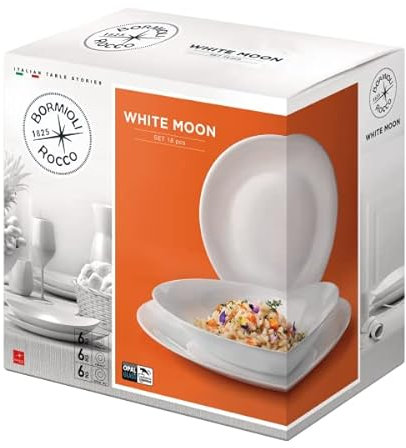 Bormioli Rocco 18pcs White Moon Opal Glass Dinnerware Set