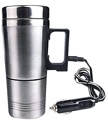 Stronrive Taza Calentamiento Coche 12 V / 24 V, Taza Café Acero Inoxidable 300 Ml, Taza Térmica Calentada, Taza Aislamiento Coche para Viajes