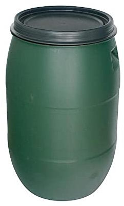 PROREGAL Mehrzweckfass aus Kunststoff mit Spannringdeckel | 120 Liter Volumen | 44,5cm Deckel Ø | Grün | Tonne Mehrzweckfass Deckelfass Weithalsfass Kunststoffbehälter Regentonne