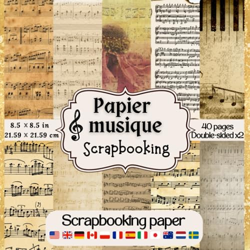 Papier scrapbooking musique: Bloc Papier décoratif scrapbooking thème vintage musique pour bricolage, découpage, Origami, et collage idéal pour ajouter une touche créative