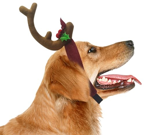 ATAMET Antler Horn Headpiece Reindeer Headband Costume Hat Horn Christmas Gift Headband Accessories (Large, Brown)