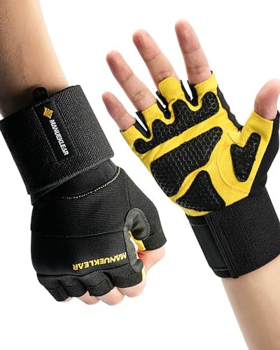 MANUEKLEAR Trainingshandschuhe Herren Kraftsport mit Handgelenkband, Fitness Handschuhe Herren und Damen, Gym Handschuhe Damen für Crossfit Bodybuilding Radsport…