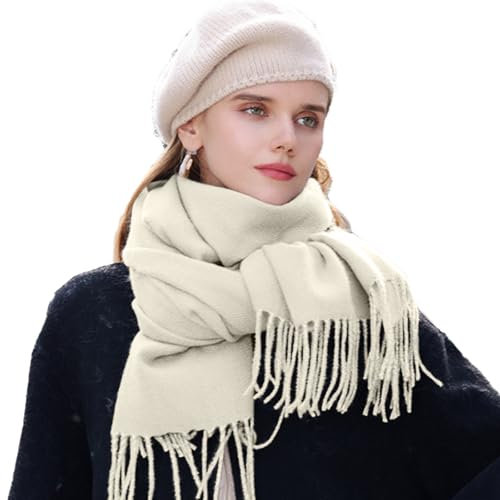 Evolyline Schal Damen Warme Winter Schals Langer Damen Schal Schals & Tücher Für Damen Winterschal Damen Kuschelig Schals Für Damen Schal Mit Quasten/Fransen Stola Schals Damen Mehrfarbig Großer Schal
