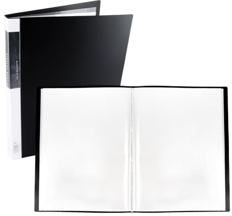 ASelected A3 Display Book Folder 40 Pockets Presentation Book with Clear Plastic Sleeves,80 Views A3 Storage Book Folder Folio for Painting Artwork Portfolio Projects,School,Colleges,Home,Office