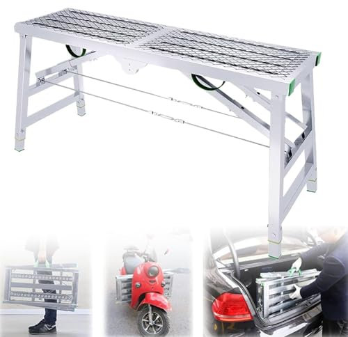 Andamio portátil de Altura Ajustable de Escalera, andamio Plegable multipropósito, andamio de Plataforma de Trabajo para Limpieza de vehículos recreativos, Paredes de Alta Pintura (180x40cm