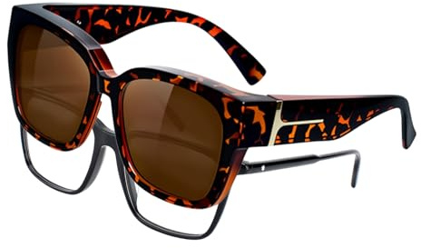 CIYIN Surlunettes de Soleil Polarisées, Lunette de Soleil pour Homme Femme, sur Lunette de Soleil, Protection UV400, pour Conduite, Cyclisme, Sport et Loisirs (brun)