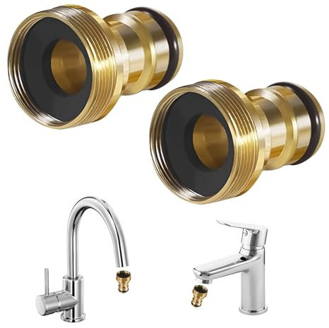 Dreamil Conector universal para grifo, 2 unidades, adaptador para grifo, conector de manguera, acoplamiento rápido, manguera de jardín
