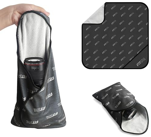 FitStill El paño autoadhesivo para cámara de 45 x 45 cm es adecuado para DSLR, lente de cámara SLR, funda protectora de tableta, etc., bolsa de lente resistente a los arañazos, plegable, fácil de