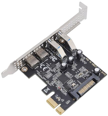 Annadue Scheda USB PCIE 2-porte USB 3.2 e Tipo C PCI Express Expansion Card 5 Gbps Trasferimento Ad Alta velocità con Interfaccia di Alimentazione per W Idows Desktop PCS