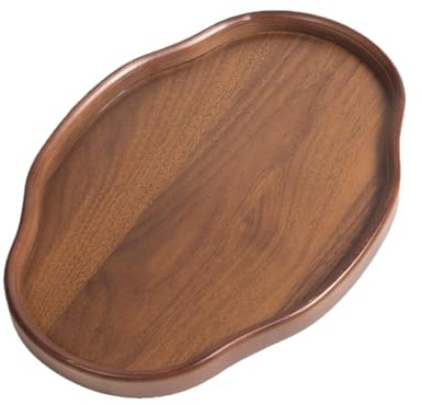 Coffee Table Tray - Rustic Wooden Platter | 29x21cm Serving Tray With Handles, Wooden Kitchen Accessory With Breakfast Snack Fruit Use, Living Room Dining Room Bar Counter Home Decor